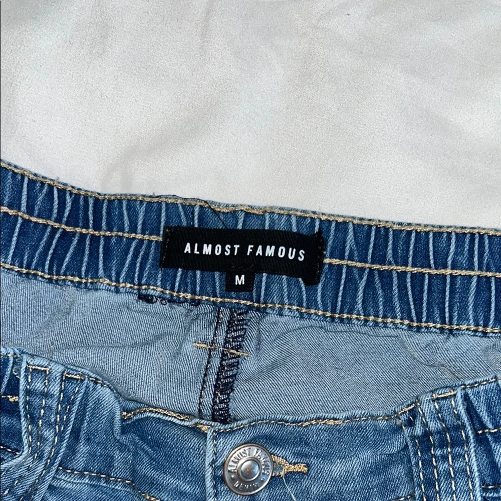 Almost Famous Blue Carpenter Jeans with Elastic Waist - Picture 4 of 4